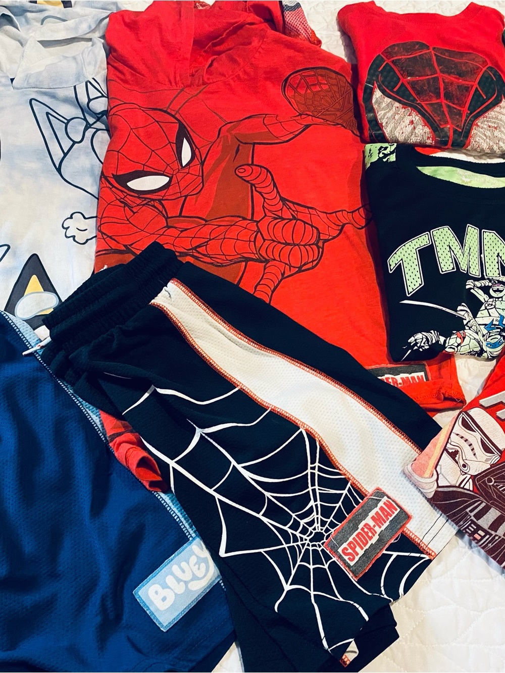 Marvel Kids Red, Black and Blue Spider-Man Matching Set size 7 &8